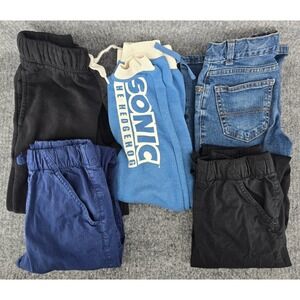 Lot of 5 Pairs Boys Pants Sz 6-7 Bundle Blue Black Joggers Jeans School Casual